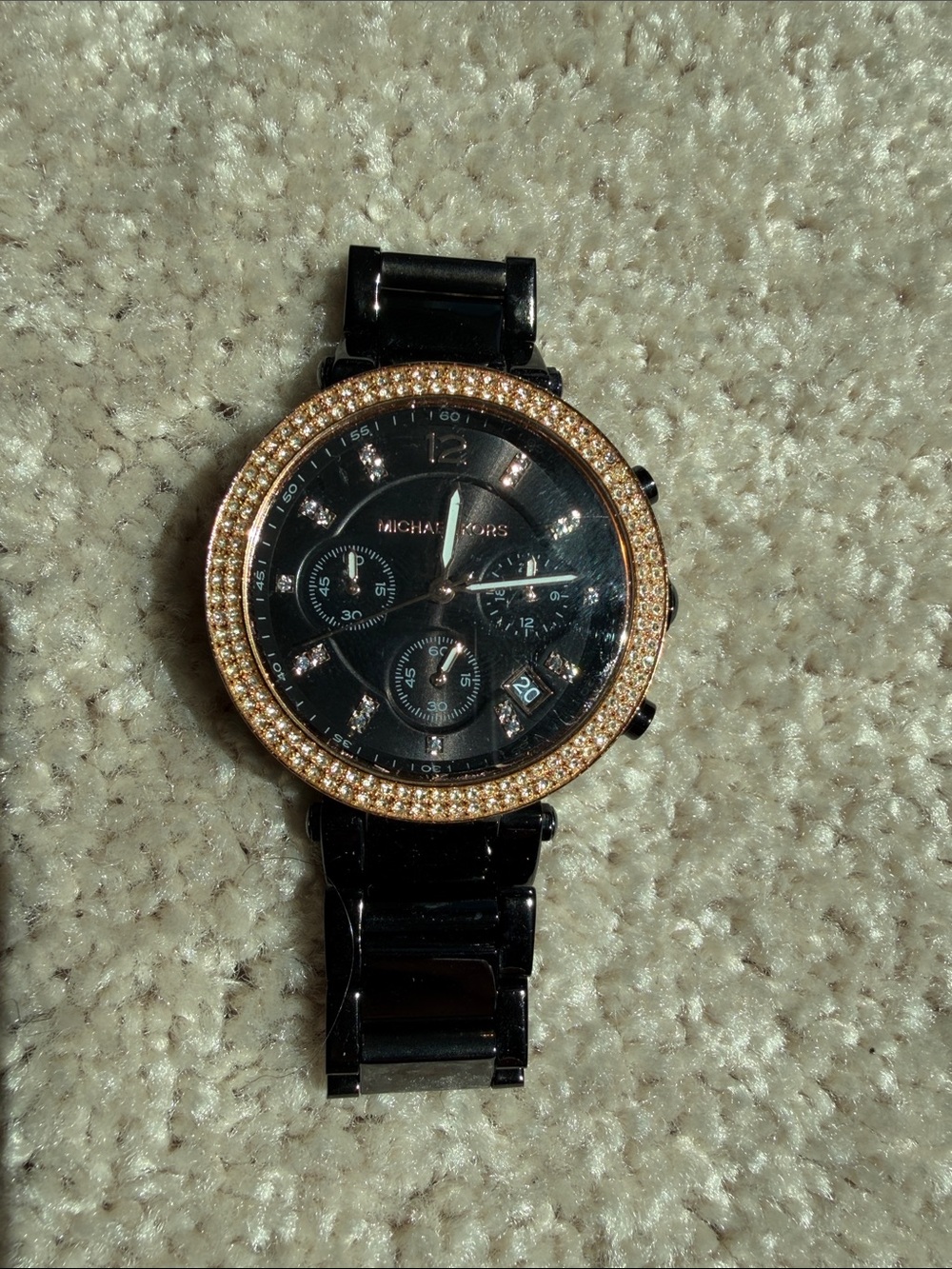 ‼️ Michael Kors Black and Rose Gold Crystal-Trim Watch ‼️